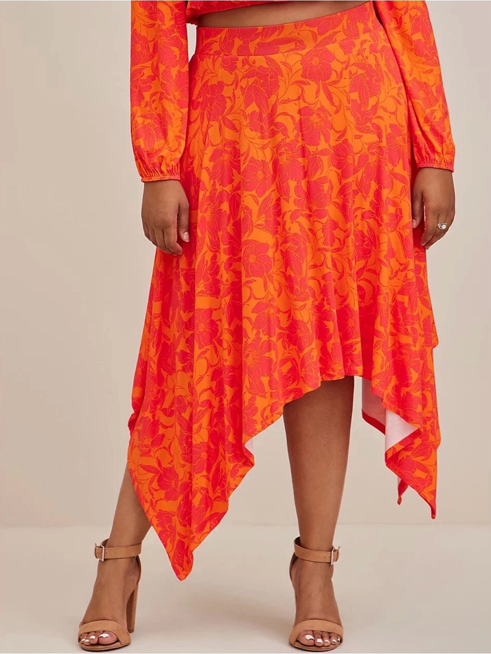 Torrid 4 NWT knit skirt floral orange NWT 4X Womens 4XL midi